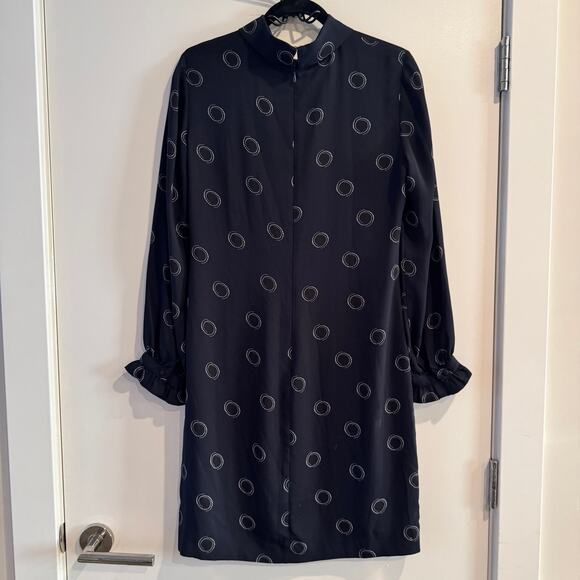 Hobbs Clarice Dot Print Mini Dress Blue Collared Zip Ruffled Long Sleeve Sz 6 - Picture 7 of 8